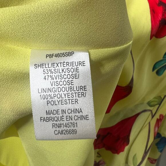 Parker Yellow Ruffle Floral Holly Mini Dress Size 10 - Picture 7 of 9